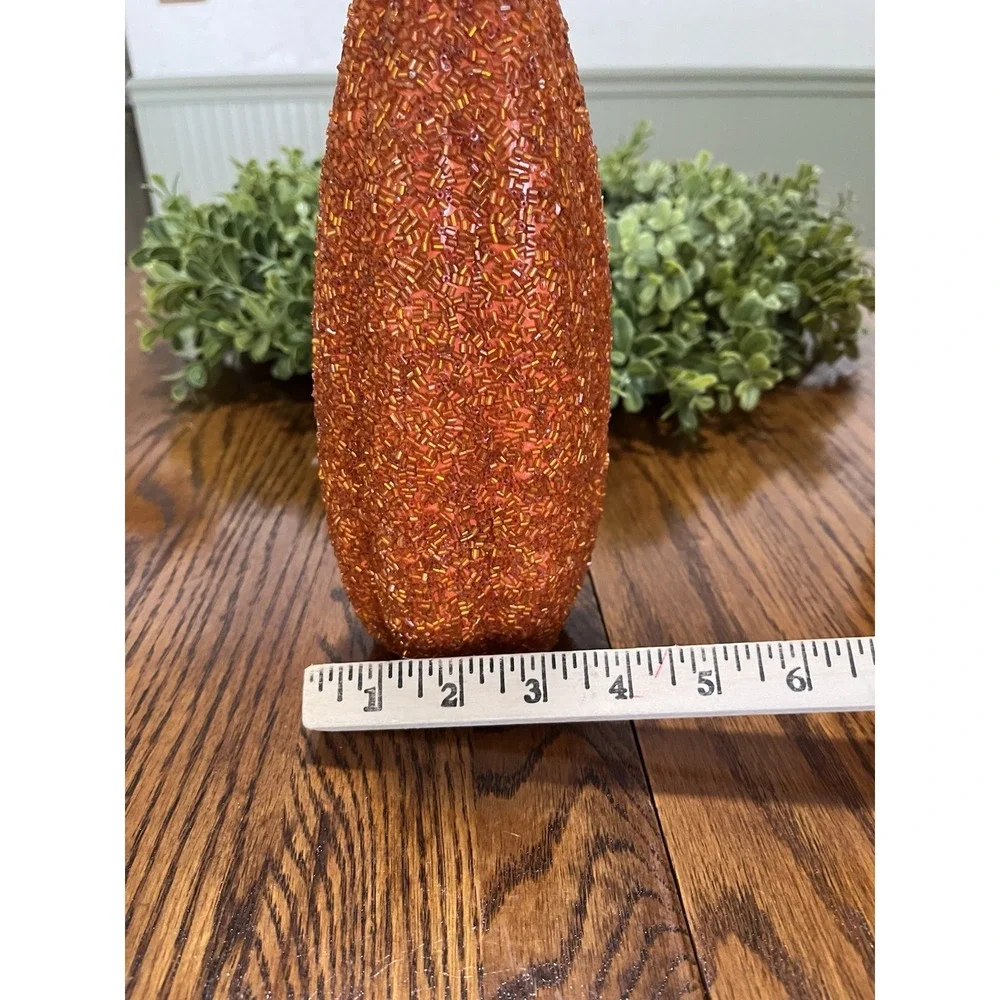 The Cracker Barrel Masquerade Party Collection Beaded Orange Pumpkin